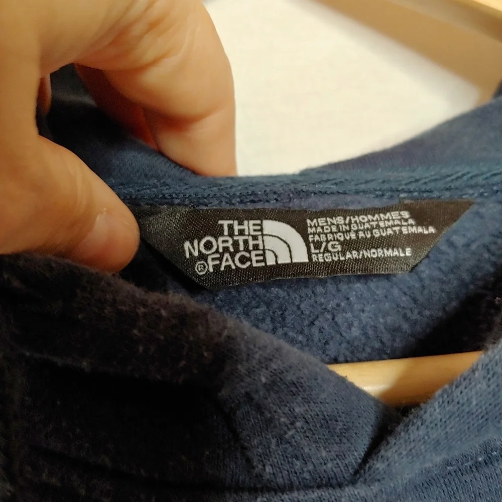 The North‎ Face Dark Blue Hoodie Pullover Sweatshirt Cotton Blend Large L